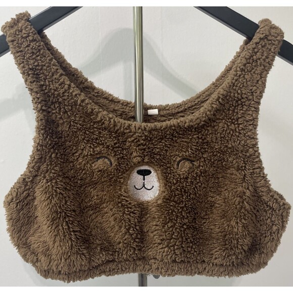 Teddy Bear Large Fuzzy Crop Top - Picture 1 of 4